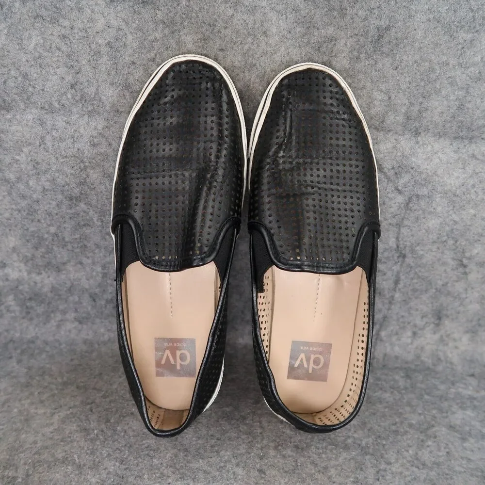 Dolce Vita Shoes Womens 5 Sneakers Slip On Fashion Casual Perforated Black Flats